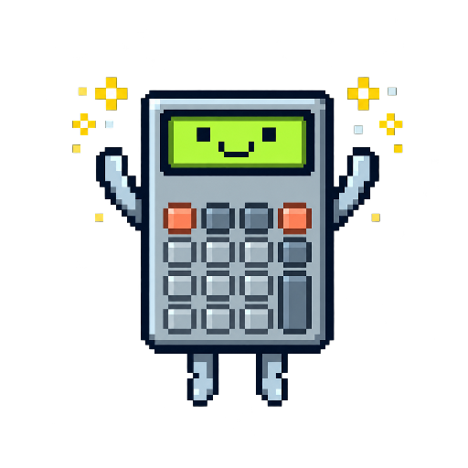 Calculator Buddy celebrating with both arms raised